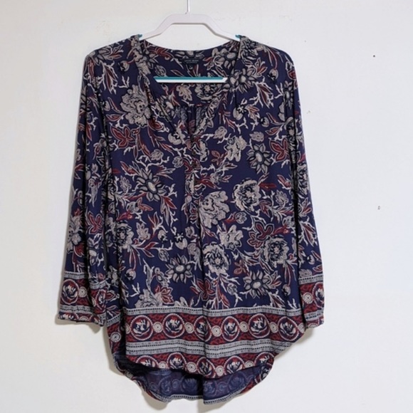 Lucky Brand Tops - Lucky Brand Floral Henley Boho Peasant Top Size S
